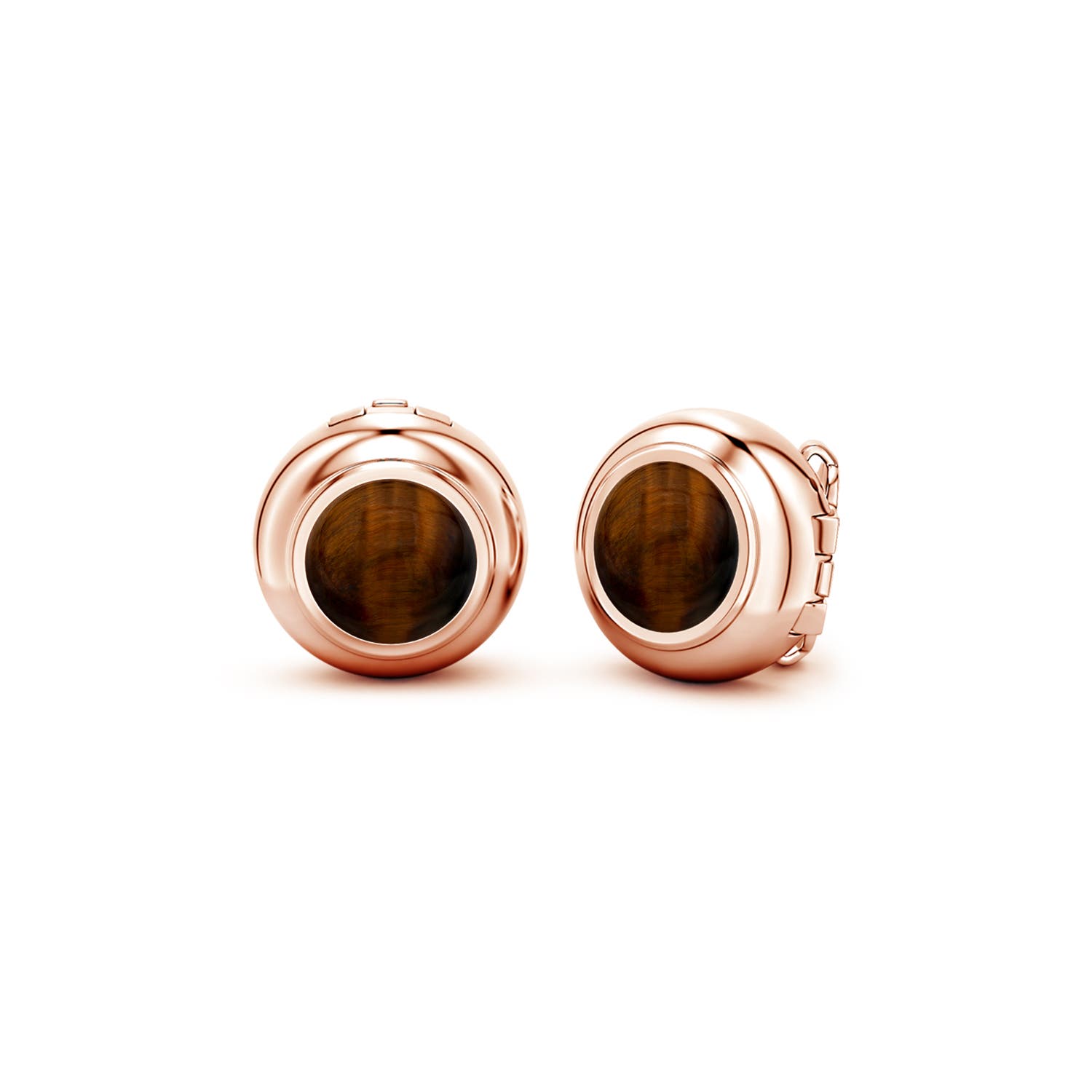 Angara 2.98 Ctw Round Tiger's Eye Men's Button Cover In Gold